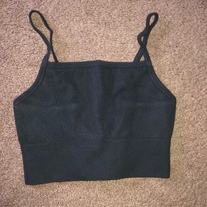 Seamless, black sports bra that is size small